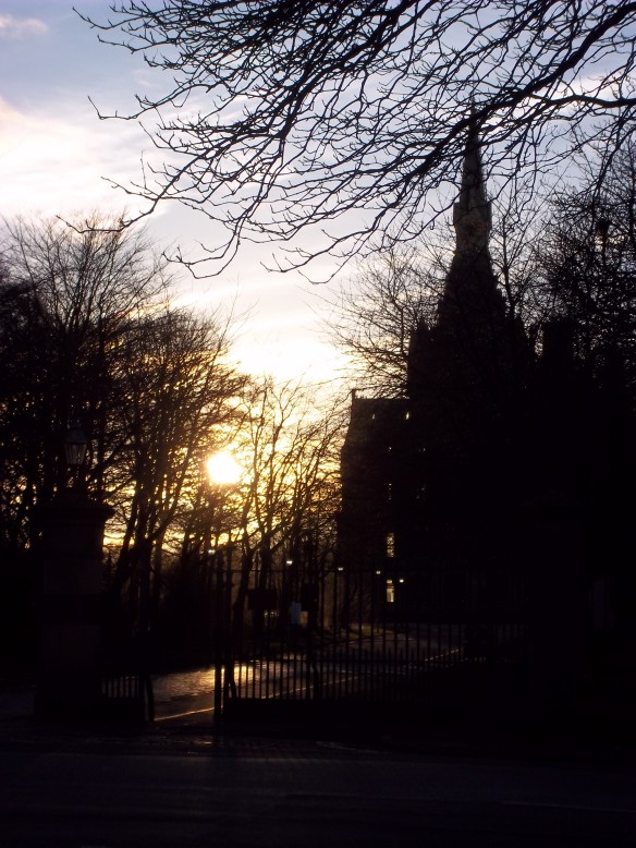 Fettes, Edinburgh, sunset, silhouette, spring